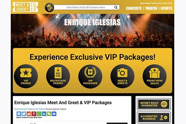 Enrique Iglesias Tutvuge ja tervitage VIP-pileteid ja pakette
